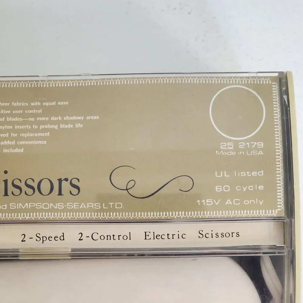 Electric Scissors 2-Speed Control 10-ft‎ Cord Light; Vintage Sears Model 25.2179